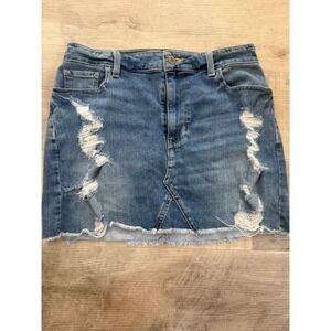 Hollister Distressed Denim Mini Skirt High-Rise Vintage Stretch - Size 9